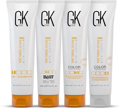 GK HAIR Global Keratin The Best Professional Hair Kit (100ml/3.4 Fl Oz) Kit de traitement lissant et lissant à la kératine - Pour des cheveux naturels soyeux et lisses - Nouvelle formule