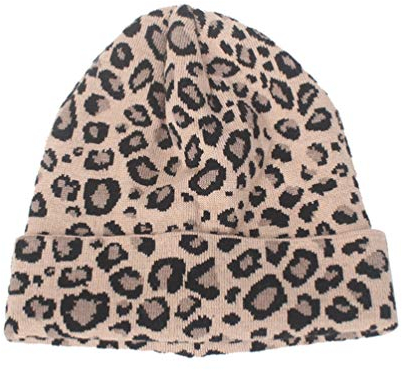 Fenical Frau Strickmütze Mütze Tier Leopard Uhr Mütze Winter Warme Mütze