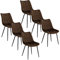WOLTU Esszimmerstühle 6er Set Küchenstuhl Polsterstuhl Wohnzimmerstuhl Sessel mit Rückenlehne, Sitzfläche aus Samt, Metallbeine, Braun BH142br-6
