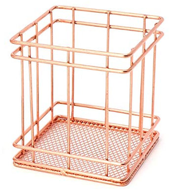 Metall-Aufbewahrungskörbe, Drahtkorb, Eisen, hohl, Make-up-Pinselhalter, Mehrzweck-Organizer für Badezimmer, Schlafzimmer, Büro, Küche, Wohnzimmer, Roségold