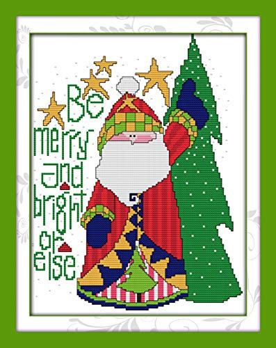 WOWDECOR - Kit per ricamo a punto croce, albero di Natale 11 ct, con stampa fai da te, DMC ricamo, facile da usare per principianti