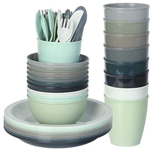 Youngever 54 Piezas Vajilla para Niños de Plástico, Cuencos para Niños, Tazas para Niños, Platos para Niños en 9 Colores Urban
