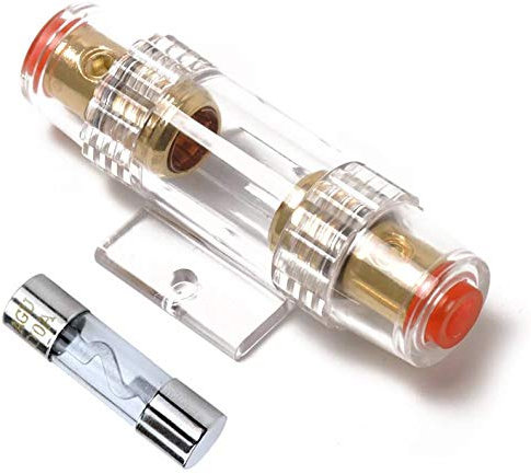 WJMY Portafusibile AGU 4/8 Gauge Portafusibile HiFi in linea AWG con Fusibili AGU da 1 Pezzo 100A per Compressori Amplificatori di Allarme Audio per Auto