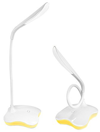 Eaxus® 2er Set 2in1 LED Schreibtischlampe - Tischlampe Nachttischlampe USB oder Batteriebetrieben, Weiß