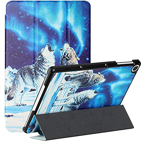 MadBee Tableta Funda para Huawei MatePad T10/T10S (9.7 Inch, 2020 Release), Súper Delgada y Ligera Carcasa con Función de Soporte Triple Plegable [No Auto-Reposo/Activación] (Lobo#2)