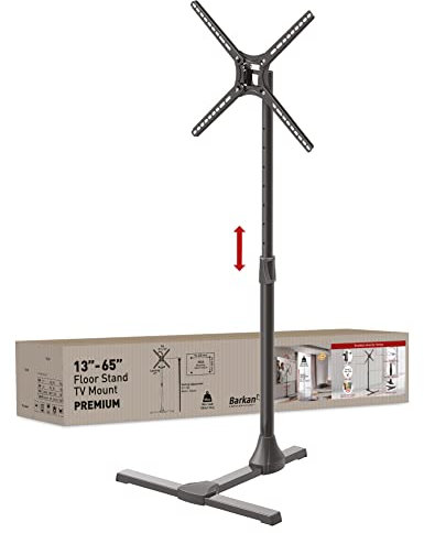 Barkan Soporte TV de Suelo para Pantallas de 13-65 Pulgadas, Giratorio e inclinación y Altura Ajustable, Acabado Brillante, TV Pie, Peso máximo 36Kg, hasta VESA 400x400