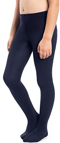 NOQ Medias gruesas para niña Corina Plain 120 DEN. Leggings abrigadas para usar en la habitación, para ballet, clases de danza. Medias opacas, negro, azul marino, blanco, rosa, 146/152 cm
