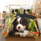 AJIGEN BettwäSche 135x200 GrüNer Schweizer Berner Sennenhund 110gsm Mikrofaser BettwäSche-Sets - Weiche Und Angenehme Schlafkomfort - 1 KissenbezüGe 80x80 cm- Warm Bettbezug Mit ReißVerschluss