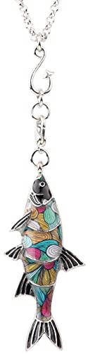 DOWAY Bonito collar con colgante de pez esmaltado para mujer, diseño de animales del océano, joyería de playa, Zinc, No es una piedra preciosa