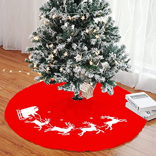 Weihnachtsbaum Rock, Christbaumständer Teppich für Weihnachtsfeiertag Dekorationen Christbaum Unterlage, Abdeckung für Christbaumständer, Tannenbaum Decke Rund Rot Weiß (Rot 1, Durchmesser 72cm)