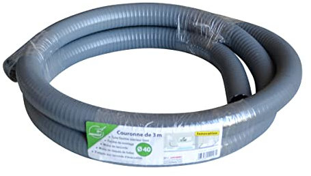 Jardibric - Tubes Flexibles PVC Ø 40 Exterieur - Couronne de 3 m - Tuyaux Evacuation des Eaux Usées - Facilité de montage - Moins de Raccords - Moins de Risque de Fuite