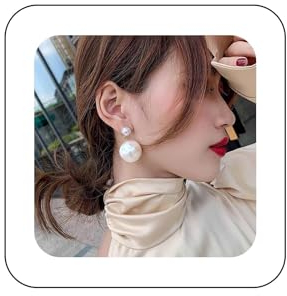 Yienate Boho Große Perle Tropfen Baumeln Ohrringe - Gold Perle Ball Quaste Tropfen Ohrringe - Hochzeit & Abschlussball Schmuck für Damen