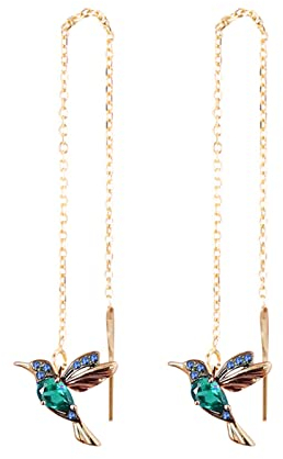 Tonsee Accessoire Frauen Ohrringe Ohrhänger Damenschmuck kanadischer Kolibri modische Lange Zirkonia Anhänger Flügelohrringe Männer Kreuz Ohrringe (Green, One Size)