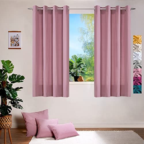 heimtexland ® Deko Vorhang Baumwolle Dekoschal Blickdicht Einfarbig Ösenschal Gardine Typ849 Rosé HxB 160x140 cm