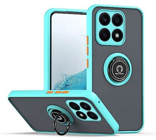 XINYEXIN Cover per Honor X8a, Traslucida Custodia Antiurto Antigraffio con Supporto Anello a 360°, PC + TPU Bumper Case - Blu Cielo