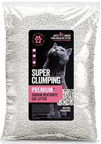 Natural Super Clumping Cat Litter 20L, Unscented Bentonite Clay Cat Litter, Highly Absorbent, Non-Toxic,Low Dust and Odour Control Cat Sand Litter Premium Clumping
