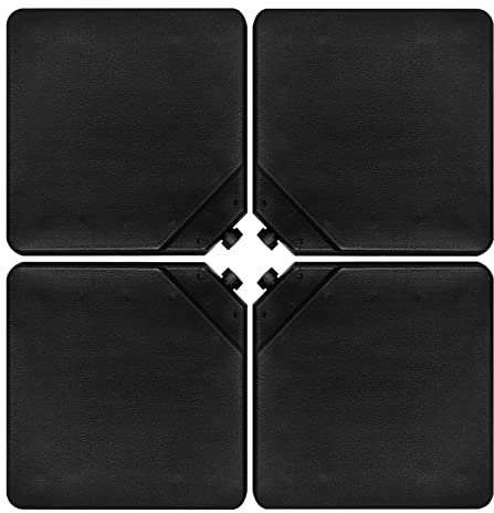 COSTWAY 13 Lx4pcs Soporte Sombrilla Terraza Exterior, Base para Sombrilla Rellenable de Arena y Agua, HDPE, 100 x 100 x 7 cm, Pie Sombrilla Cuadrada con Boquillas de Llenado