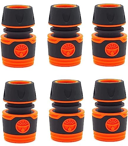 Waterstop Anschluss, 6 Stück Plastik Schneller Schlauchanschluss, Anschluss Schlauchkupplung Wasserhahn, Schlauchverbinder zur Verwendung mit Gartenschlauch, Schlauchdüsen-Spritzpistole(Orange Grau)