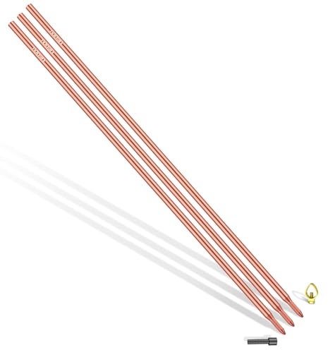 Nucraft Tiefenerder Erder Erdung Staberder Ø17.2mm Kohlenstoffstahl,0.2MM Rotkupfer Beschichtung mit Klemme SET 1M 3M 4M Zusammensetzung (SET 3M Ø17.2 3x1000mm)