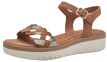 Tamaris Femme 1-28216-42 Sandale Plate, Cognac Comb, 36 EU