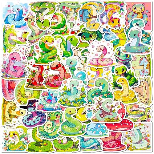 Bric Dodo 50 Stück Schlange Aufkleber Auto Laptop Telefon Gitarre Skateboard Motorrad Fahrrad Snake Stickers Set Vinyl Wasserdicht Aesthetic Aufkleber für Jugendliche Kinder Erwachsene