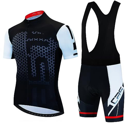 PRIOKNIKO Fahrradtrikot Herren Radtrikot Set Herren Fahrradbekleidung Sommer Kurzarm Mtb Fahrradanzug Fahrrad