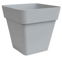 Nicoli Arké quadratische Blumenvase, eleganter Pflanztopf aus Polyethylen für drinnen und draußen, Matte Oberfläche, Maße 39x39x39 cm (GRAU)