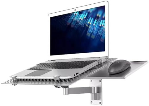 LTLWSH wall mounted Tablet Stand, Foldable Laptop Stand, Arm with Mouse Tray, Swivel All-in-one multi-function wall mounted shelf,1 section arm 17.5cm
