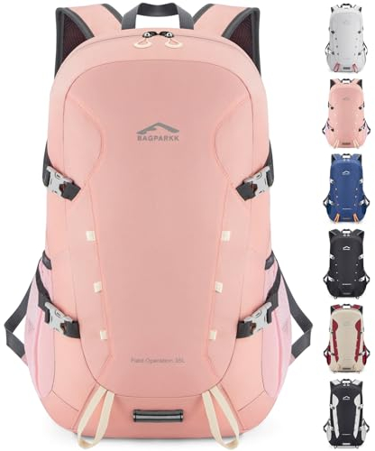 BAGPARKK 35 l leichter verstaubarer Reise-Wanderrucksack, Tagesrucksack, Rosa (35 l), 35L Extra Large, Reiserucksack, Wanderrucksack, Tagesrucksack