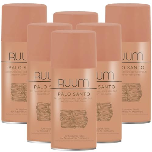 RUUM Lufterfrischer Nachfüller 6er Pack Palo Santo - Duft Nachfüller kompatibel mit Air Wick Freshmatic, Glade Brise - 6x 250 ml Duftspray für Geruchsneutralisierung & Frische
