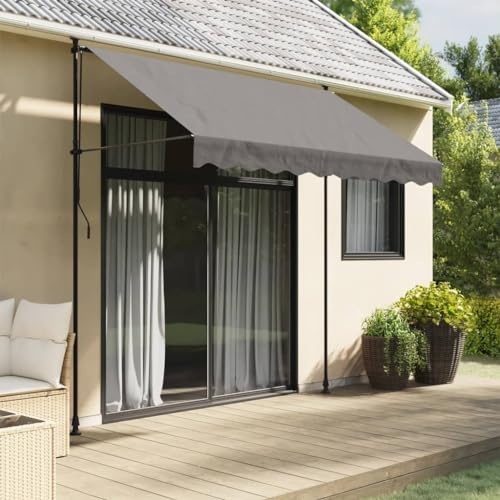 Tidyard Markise Einziehbar Sonnenschutz Markise Sonnenmarkise Balkonmarkise Gelenkarmmarkise Anthrazit 250x150 cm Stoff und Stahl