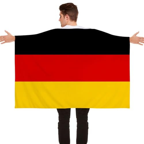 Flagge des deutschen Kaps, Kapfahne des deutschen Kaps, Flagge des Kaps der europäischen Fußballfans 2024, Kostümumhang mit deutscher Flagge, tragbar, 3 x 5 Fuß, Umhang für Männer und Frauen