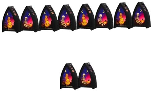 Hemobllo 10 Piezas linterna de halloween luz decorativa fiesta decoración de halloween decoración fiesta halloween cotillones de Halloween lámpara de mano de halloween Vidrio