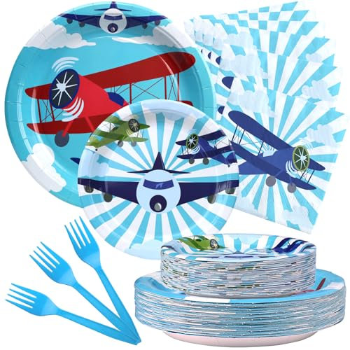 Airplane Party Decorations - Plates, Napkins, Tableware & Favors - Serves 20 Guests