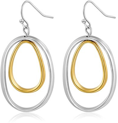 LILIE&WHITE Zwei-Ton Ohrringe für Damen – Elegantes Design mit Silber und Gold, Hypoallergen, Langlebig, Geschenk für Besondere Anlässe