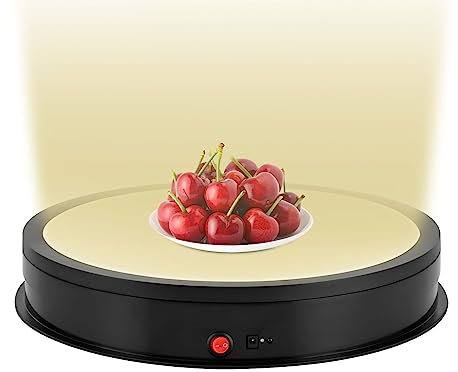 HOARLICN Drehteller Elektrisch, 360 ° Drehbarer Displaystände Mit LED Licht Schmuck Schmuck Display Ausstellungsstand 42cm 50kg Automatische Drehteller mit Fernbedienung Für Fotografie Produktanzeige