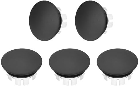 sourcing map Lot de 5 anneaux de trop-plein pour évier, salle de bain, cuisine, baignoire - Tête ronde - Double couche en laiton - Couvercle de trop-plein - Insert dans le trou (noir, blanc)