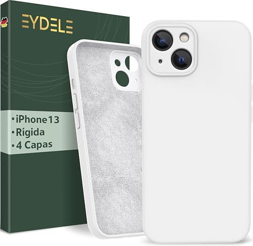 EYDELE 4-Lagige Hülle für iPhone 13 - Gummierte Handyhülle mit Soft Inlay | Hardcase Cover | Silicone Coating - Schutzhülle in Schneeweiß
