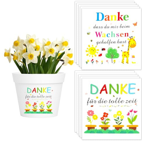 WEFINEST Aufkleber mit Aufschrift Thank You for Helping Me Grow, mehrfarbig, Blumenstil, wasserdicht, für Blumentopf, 10 Stück