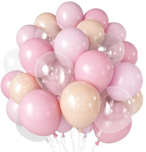 Ballon rose beige clair avec ballons transparents pour fête prénatale, mariage, anniversaire, révélation du sexe, fête prénuptiale - 30,5 cm