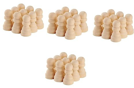 UPKOCH 50pcs Chess Pieces for Crafts DIY International Chess Wooden Unpainted Blank Chess Peices