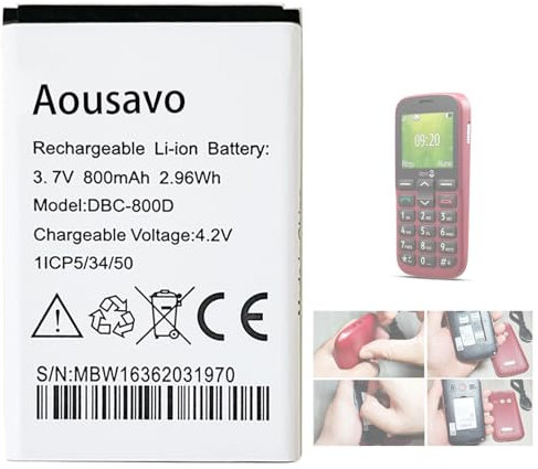 Aousavo DBP-800B DBC-800D DBAB-800A ersatz akku DBAB-800A Kompatibel mit Doro 1378 / Doro 1380 / Doro 1381 / Doro 1382 / Doro 1385 / Doro 1355 / Doro Primo 401