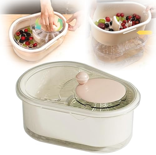 2025 Neue Obstreiniger Spinner, Obst und Gemüse Waschmaschine Große Multifunktionale Obst und Gemüse Schrubber mit Bürste und Obst Waschschüssel für Home Kitchen (Rosa)