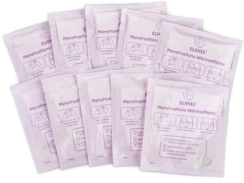 ELANEE Lot de 10 pansements chauffants menstruels - 12 heures de chaleur apaisante et de détente pendant les règles - Chauffent au contact de l'oxygène - Doux pour la peau (734-V1)