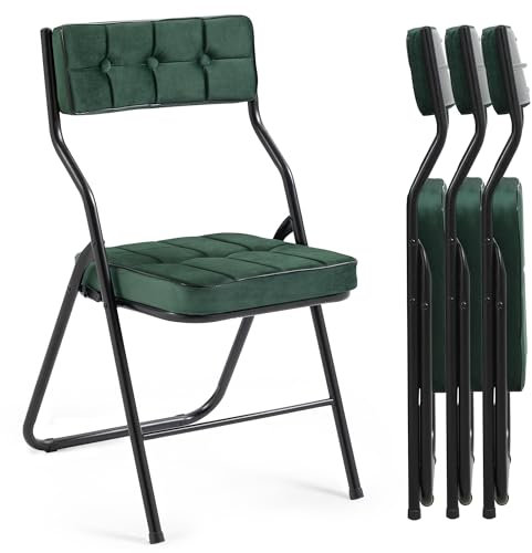 Villeston Polsterte Klappstühle 4er Set - Klappbarer Esszimmerstuhl mit Kissen, Tragbar und Vormontiert, Zusätzliche Sitzgelegenheit für Gäste, Küche, Büro, Hochzeit, Party