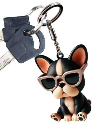zwxqe Porte-clés bouledogue français 3D, breloque chien en acrylique, pendentif amusant pour animal de compagnie, accessoire de sac élégant, porte-clés léger et robuste pour garçons, filles, amoureux