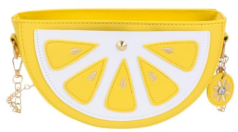 Gatuida Zitronen Tasche Für Mädchen Crossbody Tasche Damen Umhängetasche | Frauen Tasche Zitrone Handtasche mit Gold Kette Schultertaschen Damen für Telefon USB-Kabel Kosmetik Arbeit Schule Shopping