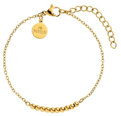 Purelei® Anxiety Fidget Armband Damen – Edelstahl Kugelarmband gegen Stress & Unruhe – Wasserfestes Anti-Stress Armband verstellbar 16-20 cm – Für Achtsamkeit & Entspannung (Gold)