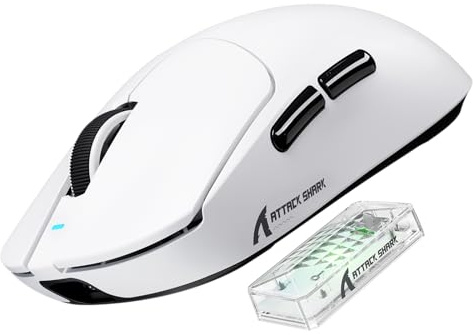 MAMBASNAKE x ATTACK SHARK X8ULTRA 8000Hz Mouse Gaming Wireless, 42000DPI, Sensore PAW3950MAX, Nordic 52840 MCU, 55g SUPERLIGHT, 100 Milioni di Click, Bluetooth/2.4G/USB-C Cablato, per PC/Mac, Bianco