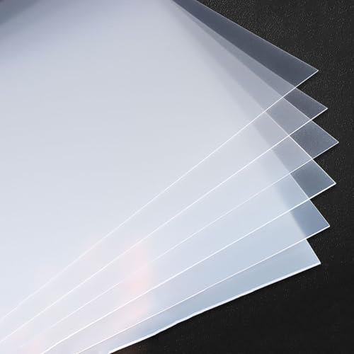 COYOUCO Lot de 10 Feuilles Plastique PP Givré 100×200mm 0,3–3mm, Panneaux Polypropylène Semi-Transparents pour Bricolage, Modélisme, Pochoirs, Signalétique, Rangement,2mm